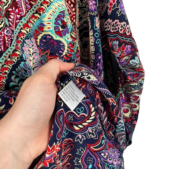 Yumi Kim Joey Purple Floral 100% Silk Blouse Boho Lightweight Flowy Womens Small - Picture 4 of 6